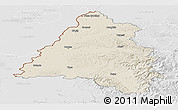 Shaded Relief Panoramic Map of Bihor, lighten, desaturated