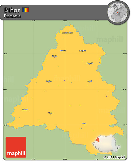 Savanna Style Simple Map of Bihor, single color outside