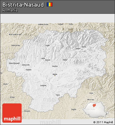 Classic Style 3D Map of Bistrita-Nasaud