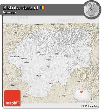 Classic Style 3D Map of Bistrita-Nasaud
