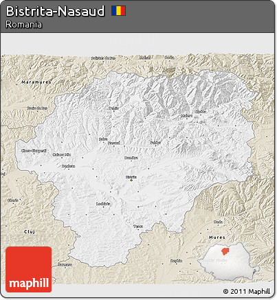 Classic Style 3D Map of Bistrita-Nasaud
