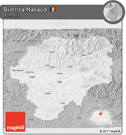 Gray 3D Map of Bistrita-Nasaud