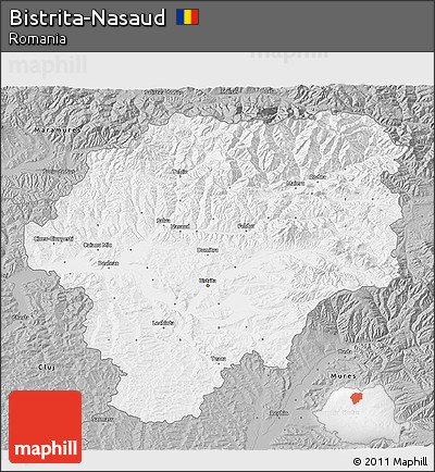 Gray 3D Map of Bistrita-Nasaud