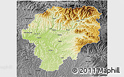 Physical 3D Map of Bistrita-Nasaud, darken, desaturated