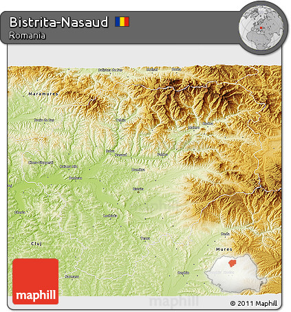 Physical 3D Map of Bistrita-Nasaud