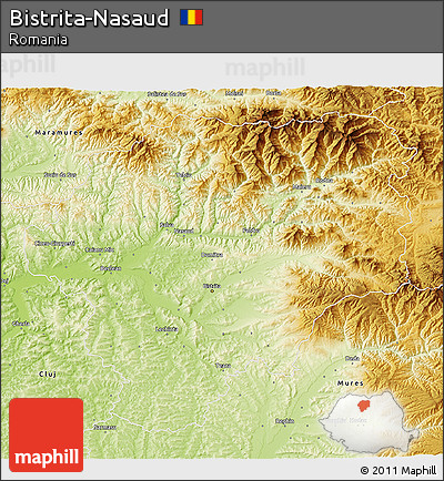 Physical 3D Map of Bistrita-Nasaud