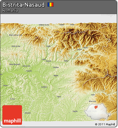 Physical 3D Map of Bistrita-Nasaud