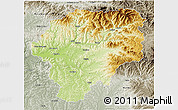 Physical 3D Map of Bistrita-Nasaud, semi-desaturated