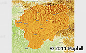 Political 3D Map of Bistrita-Nasaud, physical outside