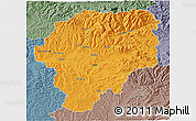 Political 3D Map of Bistrita-Nasaud, semi-desaturated