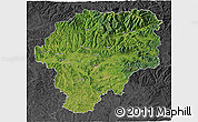 Satellite 3D Map of Bistrita-Nasaud, darken, desaturated