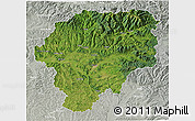 Satellite 3D Map of Bistrita-Nasaud, lighten, semi-desaturated