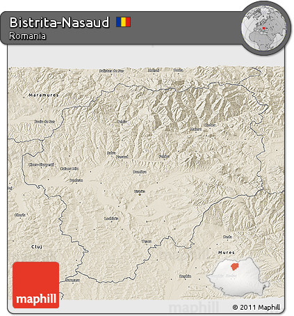 Shaded Relief 3D Map of Bistrita-Nasaud