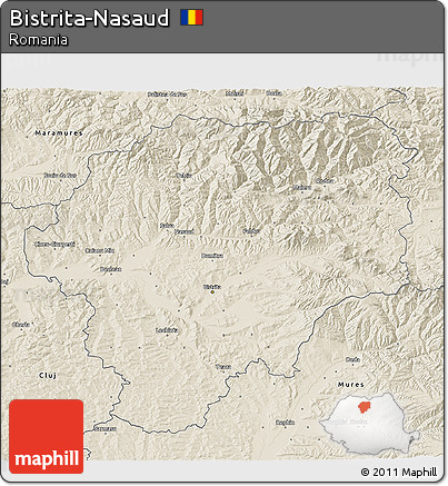 Shaded Relief 3D Map of Bistrita-Nasaud