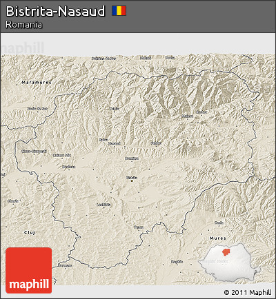 Shaded Relief 3D Map of Bistrita-Nasaud