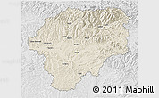 Shaded Relief 3D Map of Bistrita-Nasaud, lighten, desaturated