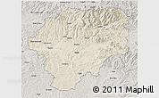 Shaded Relief 3D Map of Bistrita-Nasaud, semi-desaturated