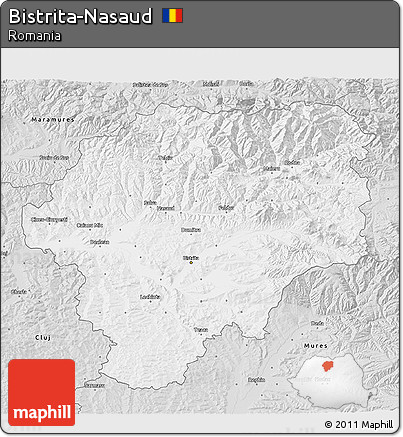 Silver Style 3D Map of Bistrita-Nasaud