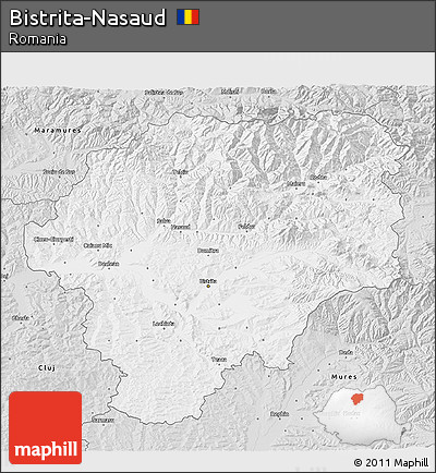 Silver Style 3D Map of Bistrita-Nasaud