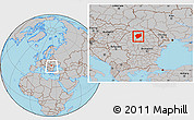 Gray Location Map of Bistrita-Nasaud, within the entire country