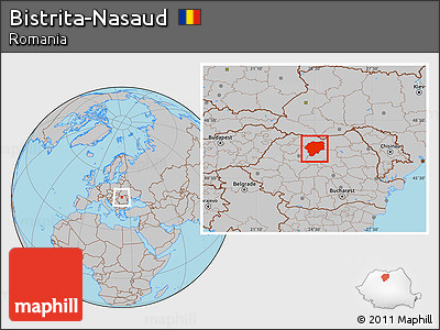 Gray Location Map of Bistrita-Nasaud