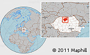 Gray Location Map of Bistrita-Nasaud, highlighted country, hill shading