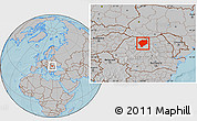 Gray Location Map of Bistrita-Nasaud, hill shading