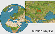 Satellite Location Map of Bistrita-Nasaud, within the entire country