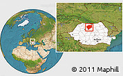 Satellite Location Map of Bistrita-Nasaud, highlighted country