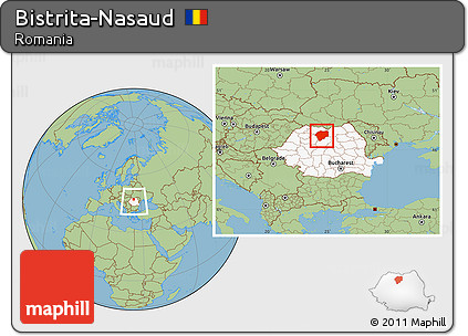 Savanna Style Location Map of Bistrita-Nasaud, highlighted country, within the entire country