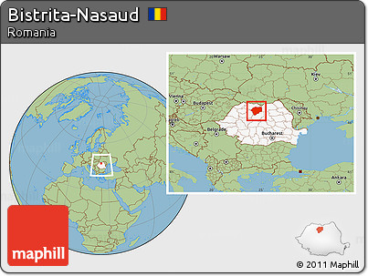 Savanna Style Location Map of Bistrita-Nasaud, highlighted country, within the entire country