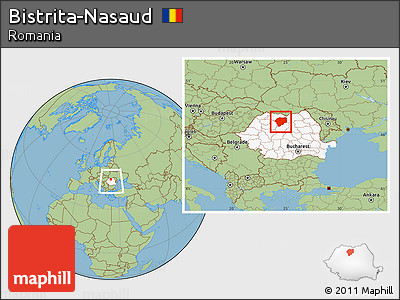 Savanna Style Location Map of Bistrita-Nasaud, highlighted country, within the entire country