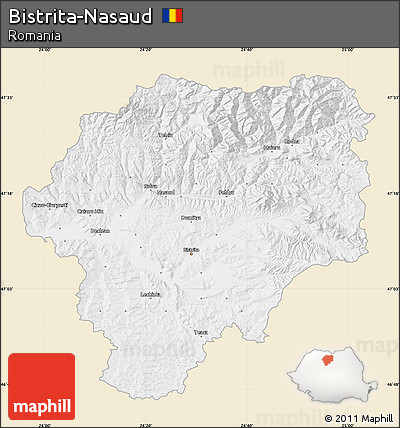 Classic Style Map of Bistrita-Nasaud, single color outside