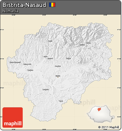 Classic Style Map of Bistrita-Nasaud, single color outside