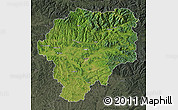 Satellite Map of Bistrita-Nasaud, darken, semi-desaturated