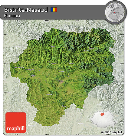 Satellite Map of Bistrita-Nasaud, lighten