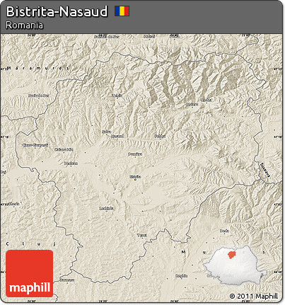 Shaded Relief Map of Bistrita-Nasaud