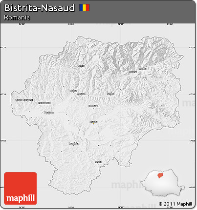Silver Style Map of Bistrita-Nasaud, single color outside