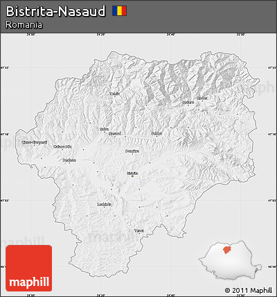 Silver Style Map of Bistrita-Nasaud, single color outside