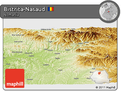 Physical Panoramic Map of Bistrita-Nasaud
