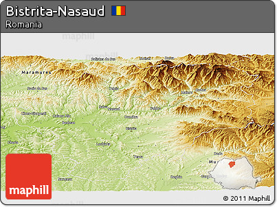Physical Panoramic Map of Bistrita-Nasaud