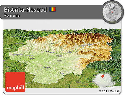 Physical Panoramic Map of Bistrita-Nasaud, satellite outside