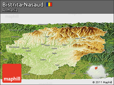 Physical Panoramic Map of Bistrita-Nasaud, satellite outside