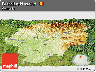 Physical Panoramic Map of Bistrita-Nasaud, satellite outside