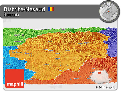 Political Panoramic Map of Bistrita-Nasaud