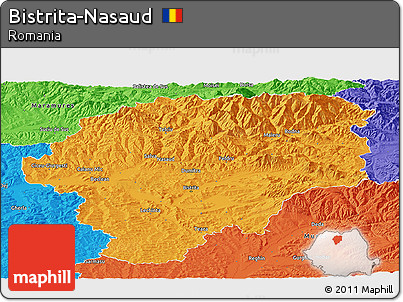 Political Panoramic Map of Bistrita-Nasaud