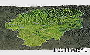 Satellite Panoramic Map of Bistrita-Nasaud, darken, semi-desaturated