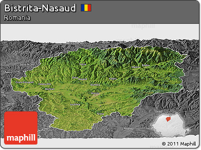 Satellite Panoramic Map of Bistrita-Nasaud, desaturated