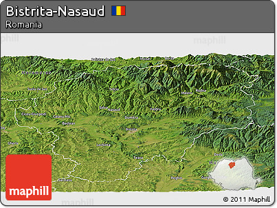Satellite Panoramic Map of Bistrita-Nasaud