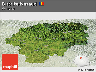 Satellite Panoramic Map of Bistrita-Nasaud, lighten